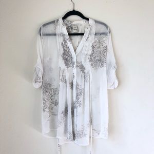 Sheer floral printed tunic
